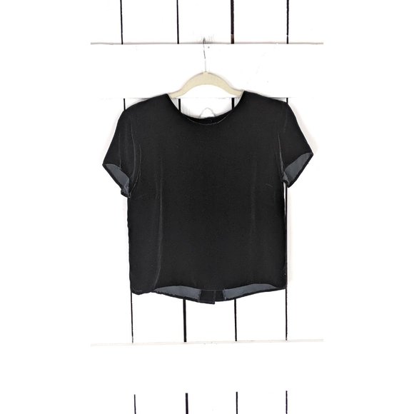 Vintage GAP black velour velvet short sleeve back button down top - Picture 2 of 3